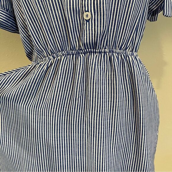 Monteau Blue and White Striped short sleeve Dress size large - Picture 4 of 12